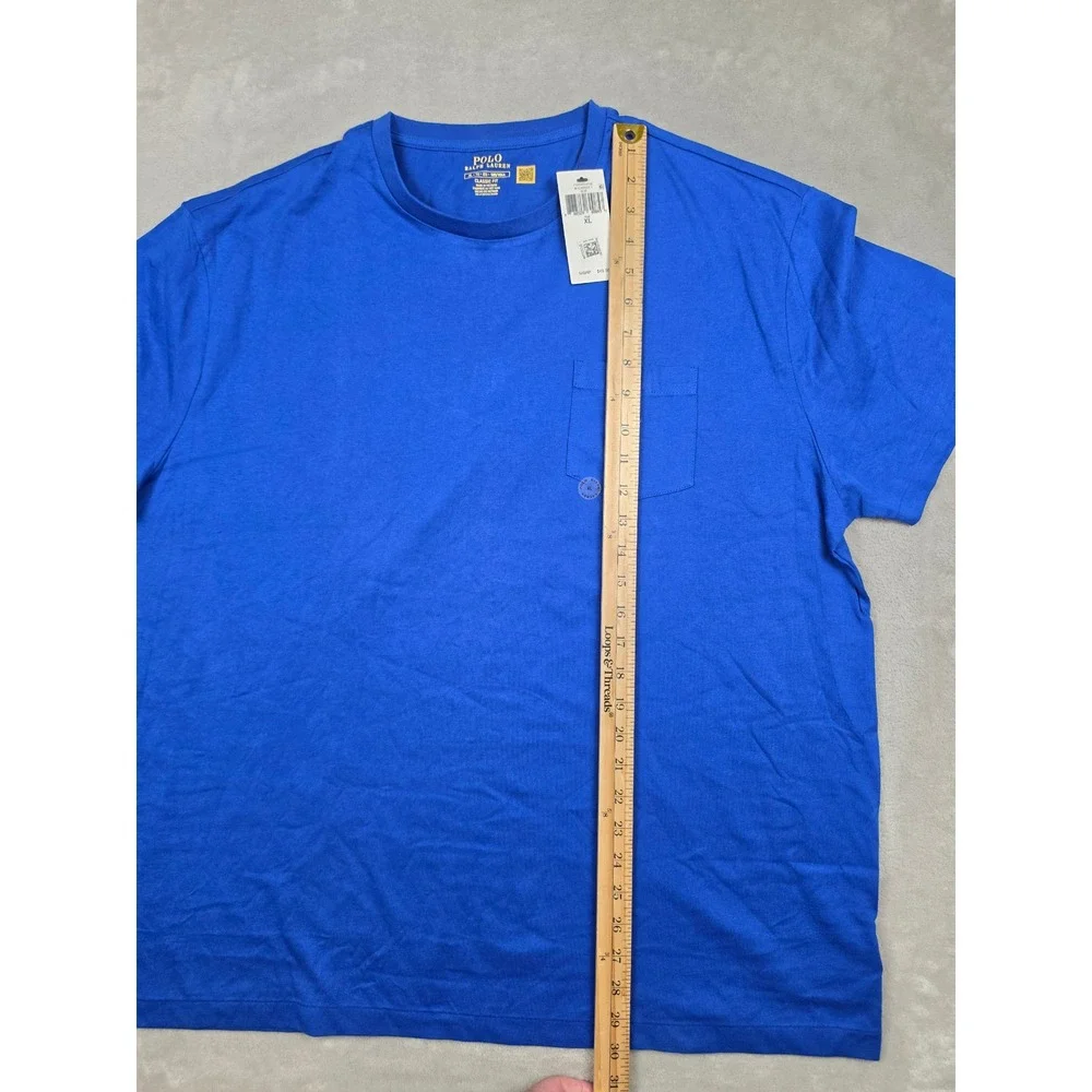 Polo Ralph Lauren T-Shirt Mens XL Blue Classic Fit Pocket Pink Pony
